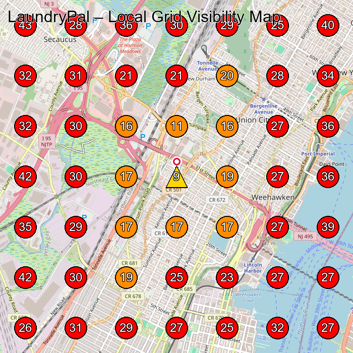 LaundryPal GeoGrid visibility map for Dry Cleaner in Union City